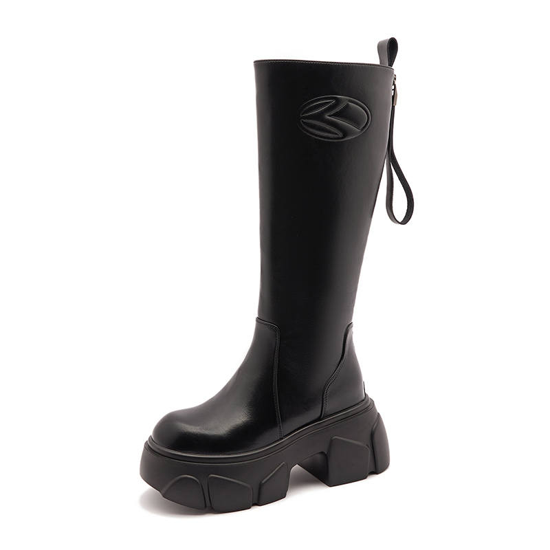 MILANLIANGE Microfiber Leather Knee high Boots 8cm Women's Black