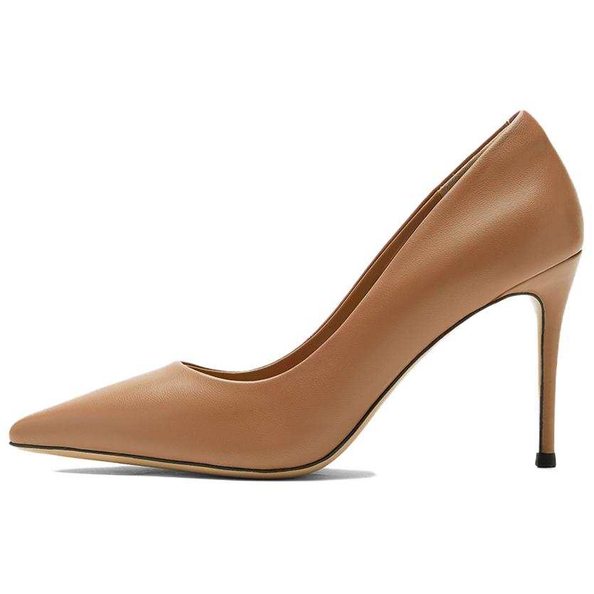 NINE WEST Sheepskin High Heels Women's Mocha