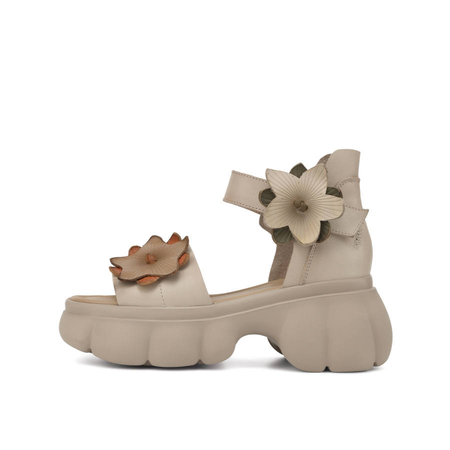 OCCAMAN Cow Leather One Strap Sandals 7cm Women's Ecru