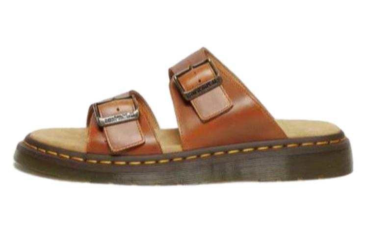 Dr.Martens Comfortable Round Toe Rubber Sole Slide Slippers Unisex Brown