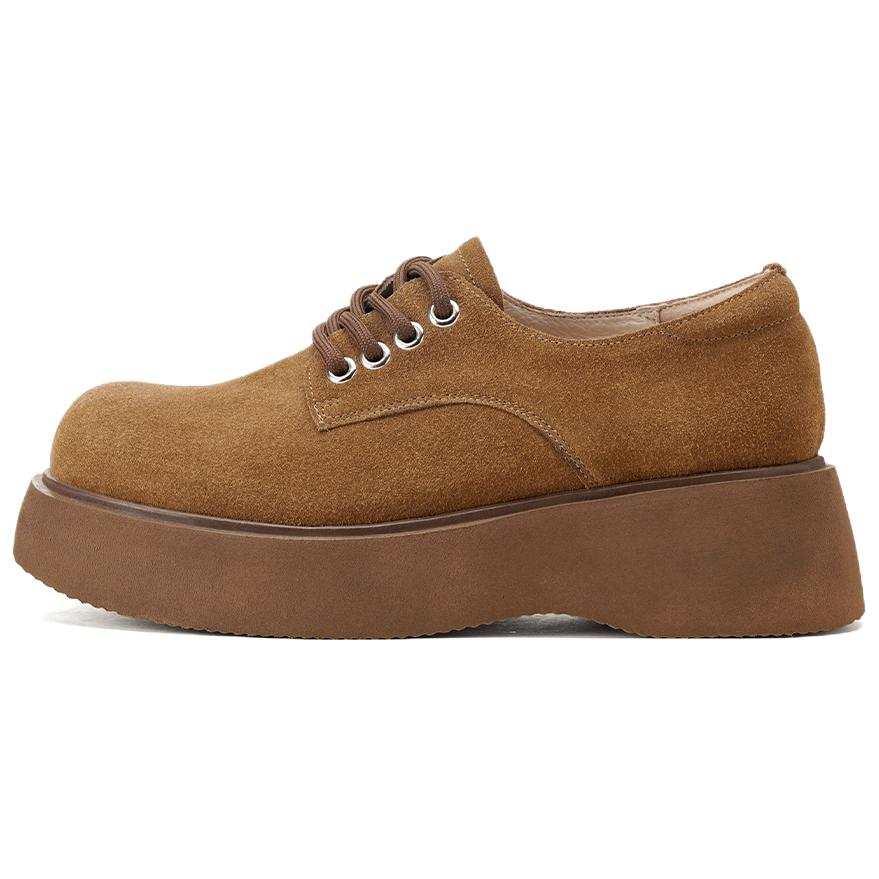 GOLDLION Cow Leather Casual Shoes Women's Camel