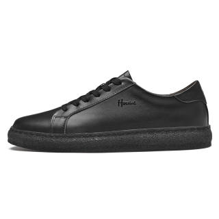 HAOXING Top Grain Cow Leather Casual Shoes Men's Black