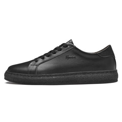 HAOXING Top Grain Cow Leather Casual Shoes Men's Black