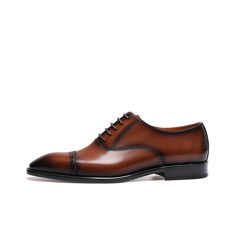 IGESHI Cow Leather Dress Shoes Men's Yellow Brown