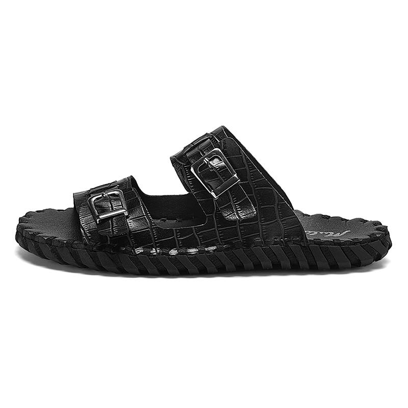 Mulinsen Slip Resistant Abrasion Resistant Slide Slippers Men's Black