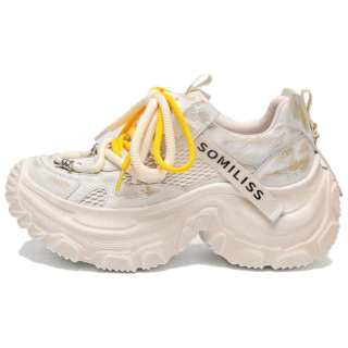 WOOS BOBO Mesh Breathable Lightweight Height Increasing Low top Chunky Sneakers Women's