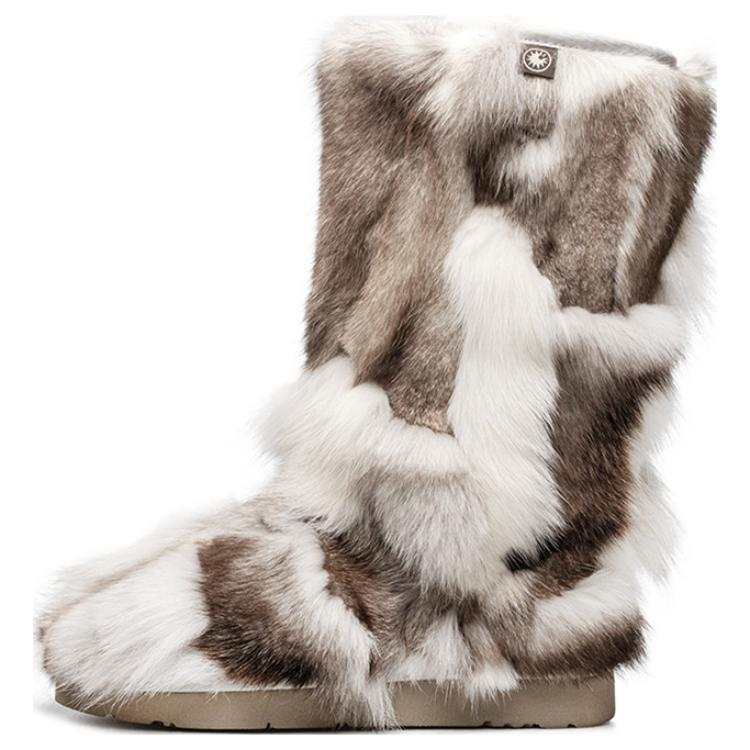 AU&MU Thermal Slip Resistant Thermal Slip Resistant Knee High Snow Boots Women's Gray White
