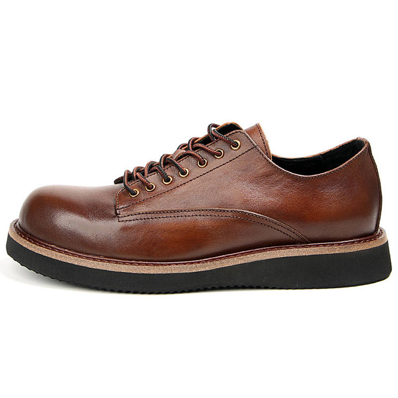 DIENGRLEY Casual Leather Shoes Men's Low Top Brown/Black