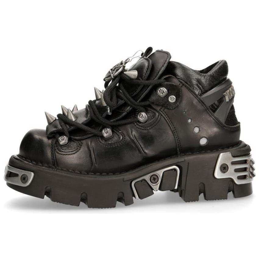 NEW ROCK Cow Leather Low top Casual Shoes Unisex Black