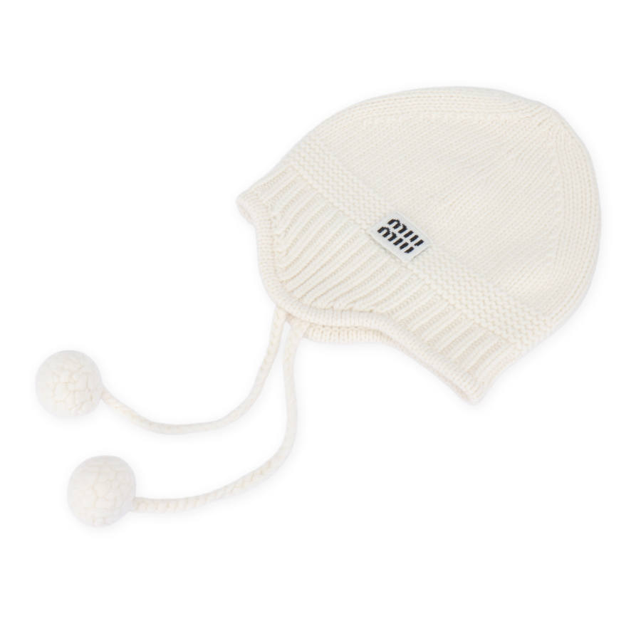 MIU MIU MIU MIU Wool Fabric Beanies Women's White