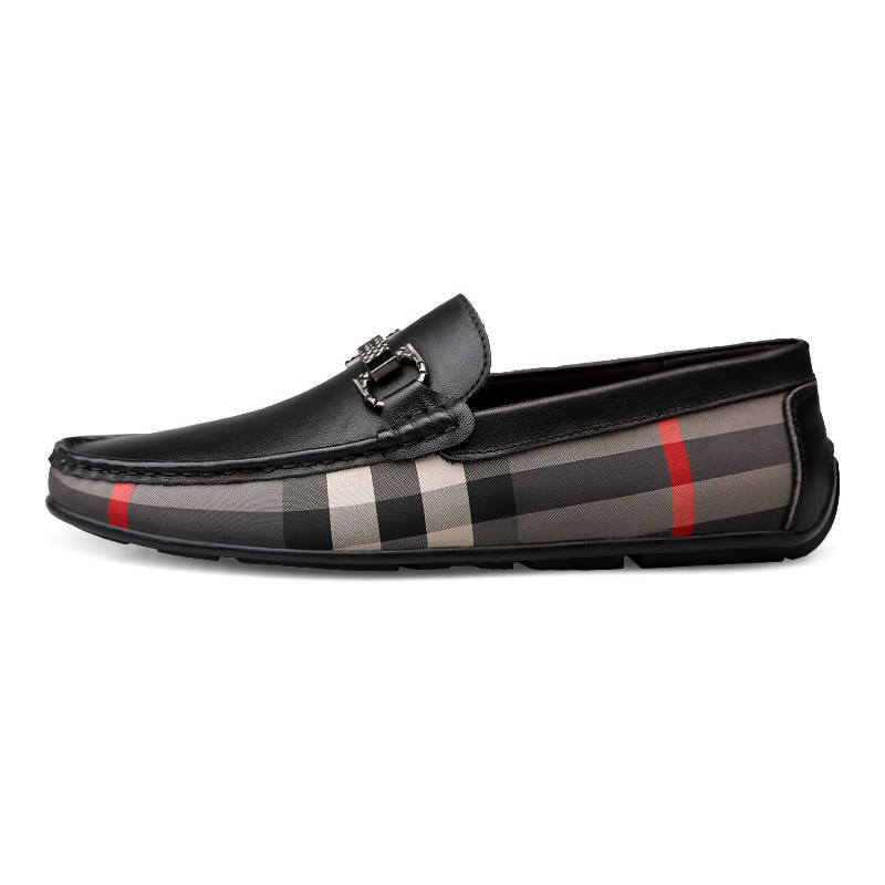 YINGLUNQISHI Top Grain Cow Leather Casual Shoes Men's Black
