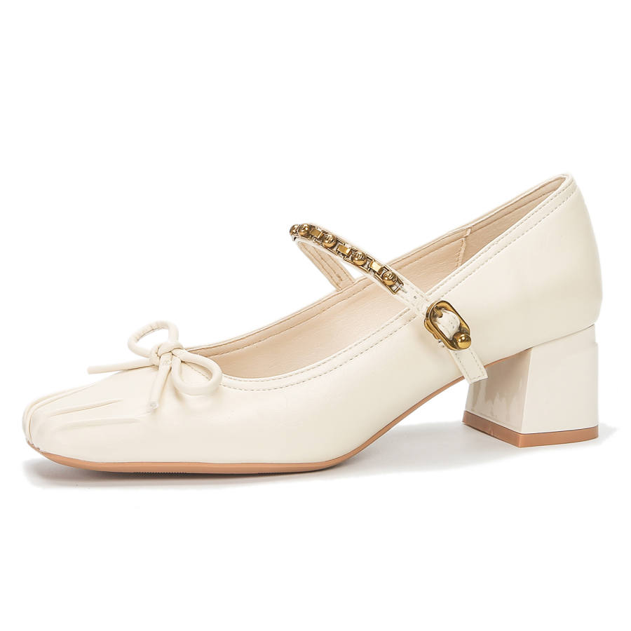 Beijiani Microfiber Leather Chunky Heel Mary Jane Shoes Women's