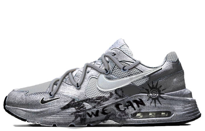 Nike Nike Air Max Fusion ADCDAVINCI Custom, Swirl Cushioning Slip Resistant Lightweight Low top Casual Shoes Men's Silver
