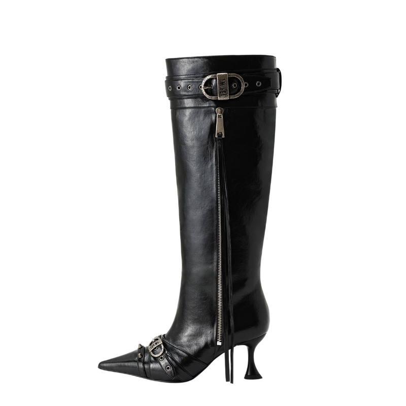 JW PEI Denim, Leather Knee high Boots 7cm Women's