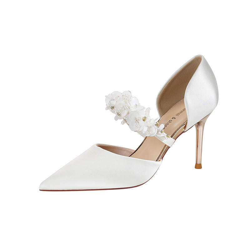 HKCP Slim Heel High Heels 8.5cm Women's White