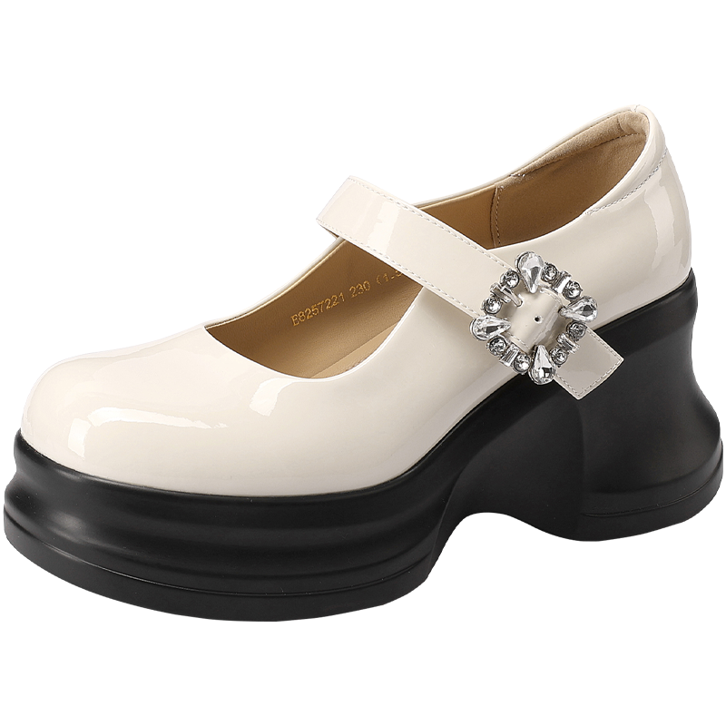 Mulinsen JK Uniform Shoes Synthetic Leather Chunky Heel Mary Jane Shoes Approx. 5.5cm Women's