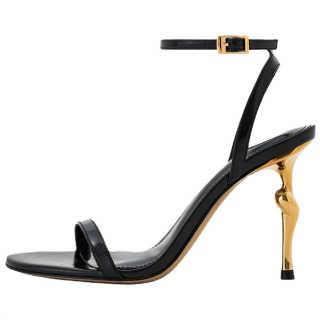 JW PEI Alivia Leather One Strap Sandals 9.5cm Women's Black Gold