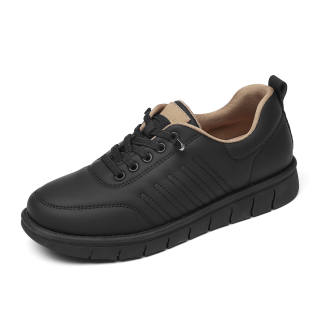 XINNUO Cow Split Leather Low top Casual Shoes Women's Black