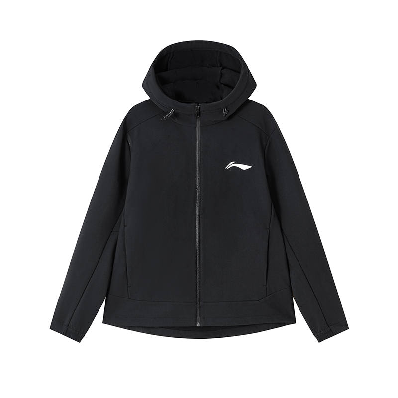 Li-Ning Li Ning Fall Winter Fleece Lined Softshell Sports Coat Casual Hooded Water Repellent Trench Coat Men's