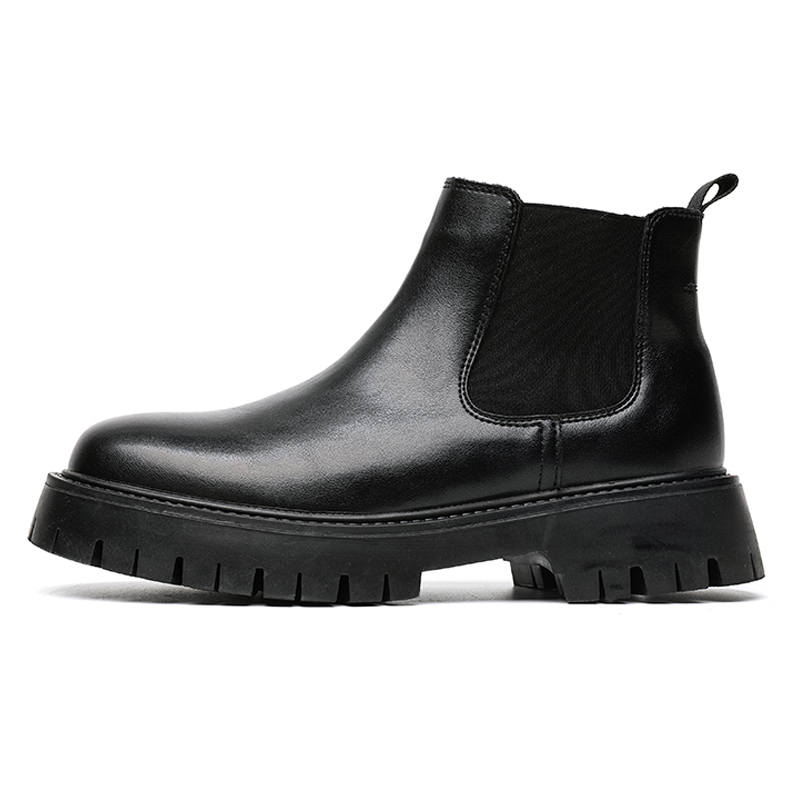 WEISHIBANGWEI WEISHIBANGWEI Microfiber Leather Short Chelsea Boots Men's Black