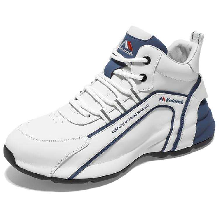 KOLUMB Slip Resistant, Breathable, Lightweight Mid top Casual Shoes Men's White Blue