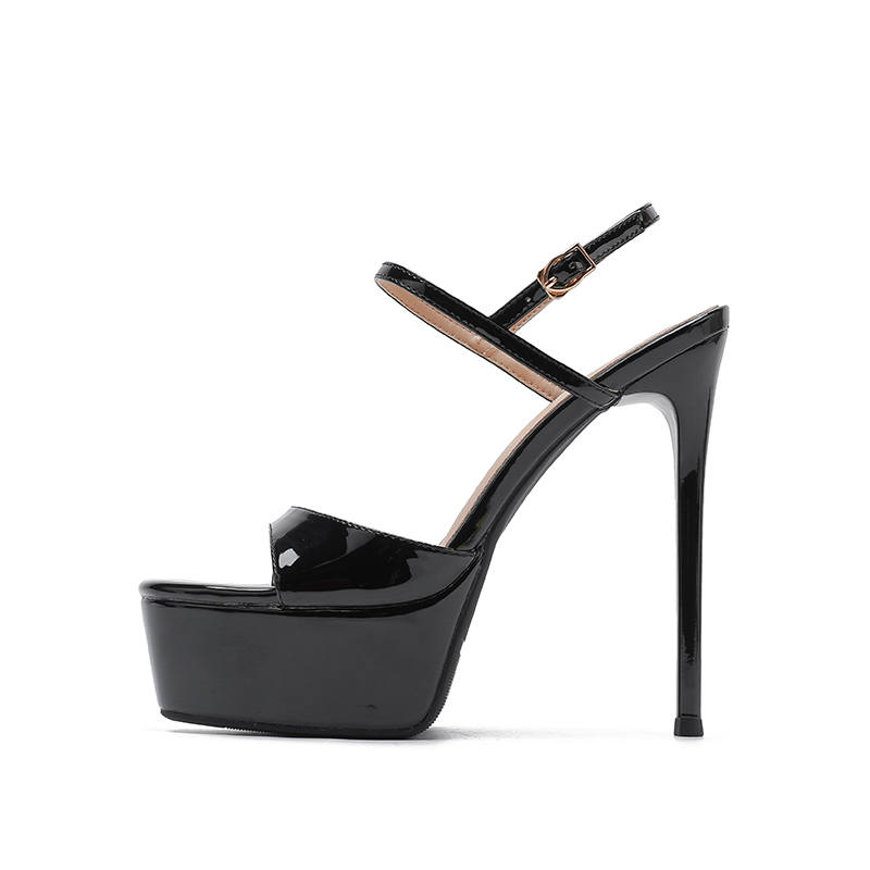 Zubumei Patent Leather One Strap Sandals Women's