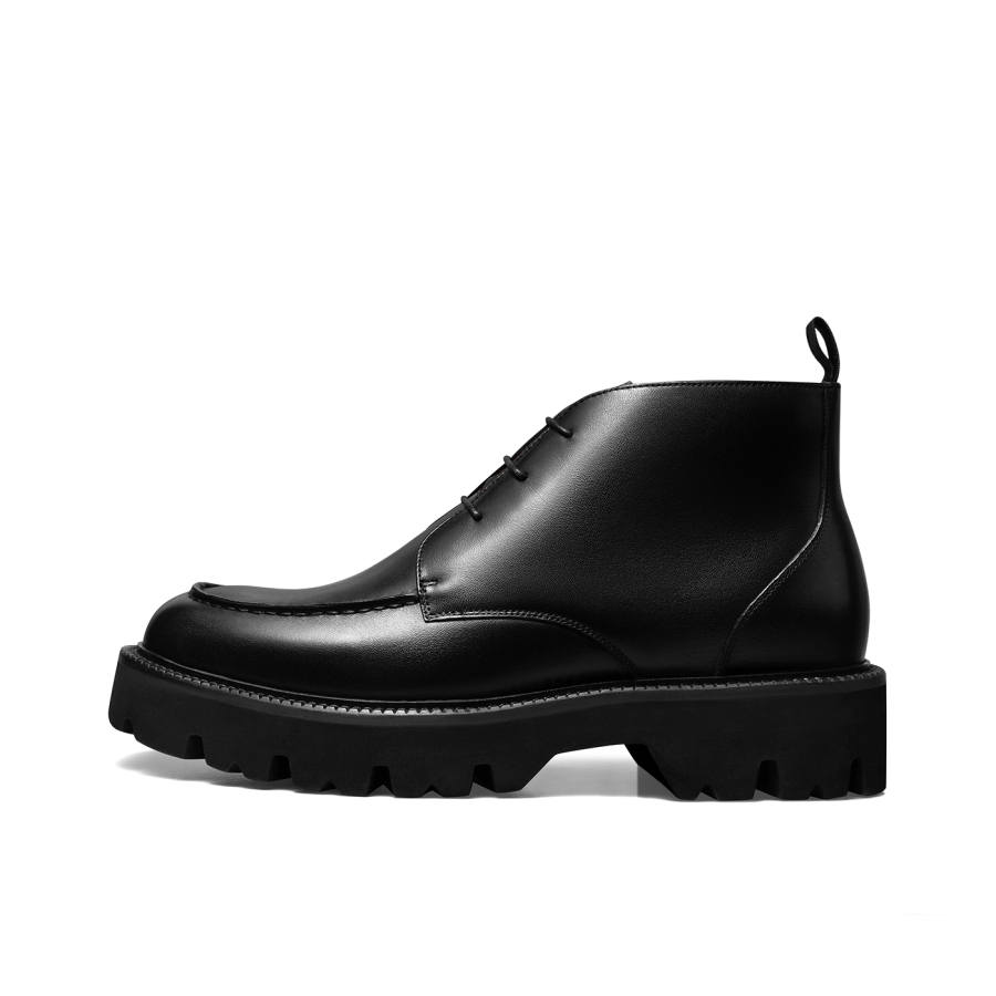 Zuti Top Grain Cow Leather Ankle Boots 7.5cm Men's Black