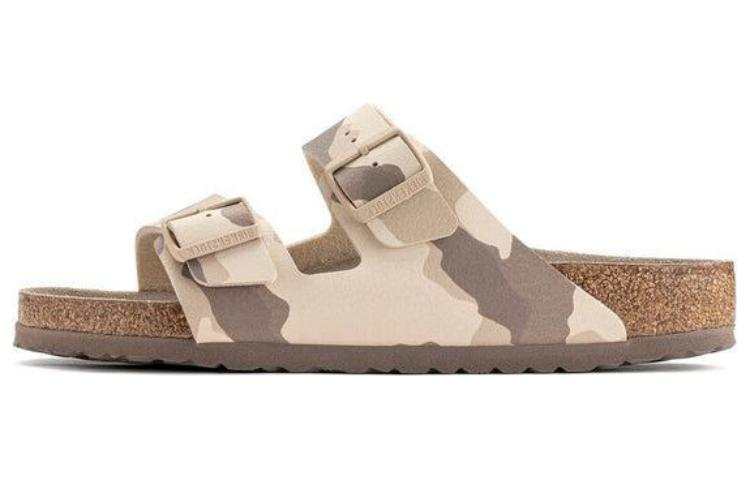 Birkenstock Leather Slide Slippers Women's Taupe Camouflage