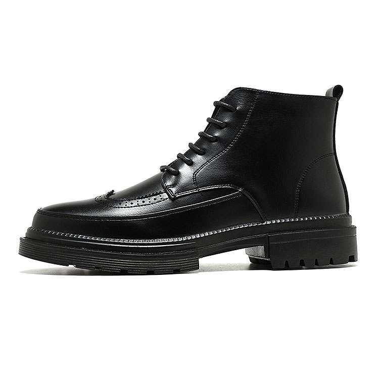 KAQIAODI Microfiber Leather Short Combat Boots Men's Black