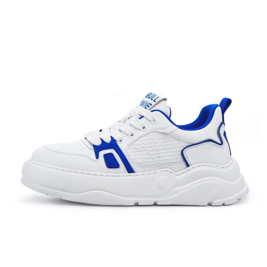 BULLKVIE Low top Skateboard Shoes Men's White Blue