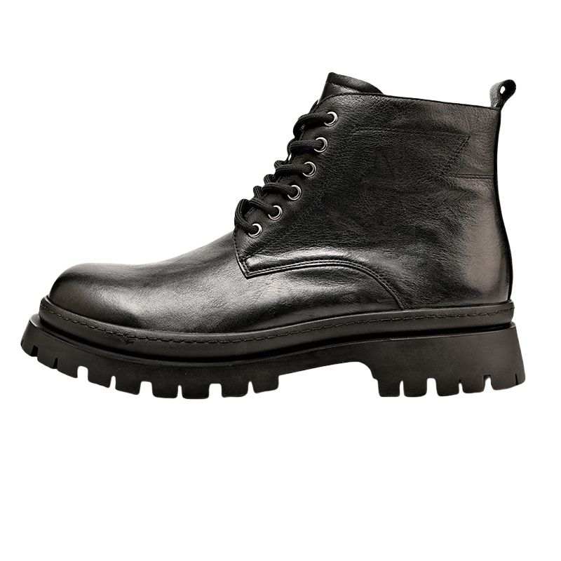 Brounvanm Brounvanm Top Grain Cow Leather Short Combat Boots Men's