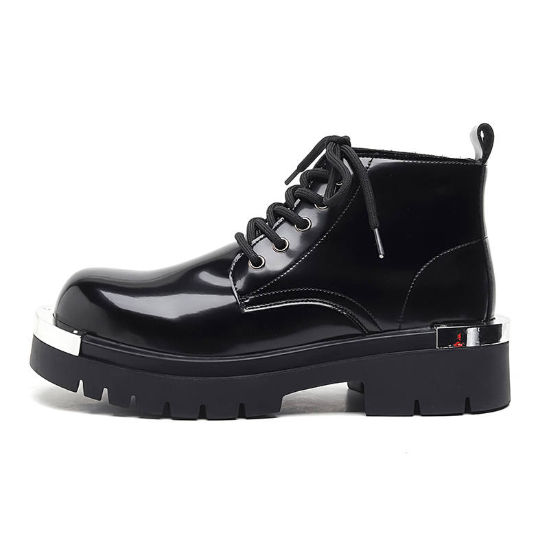 PINYI PINYI Microfiber Leather Short Combat Boots Men's Black