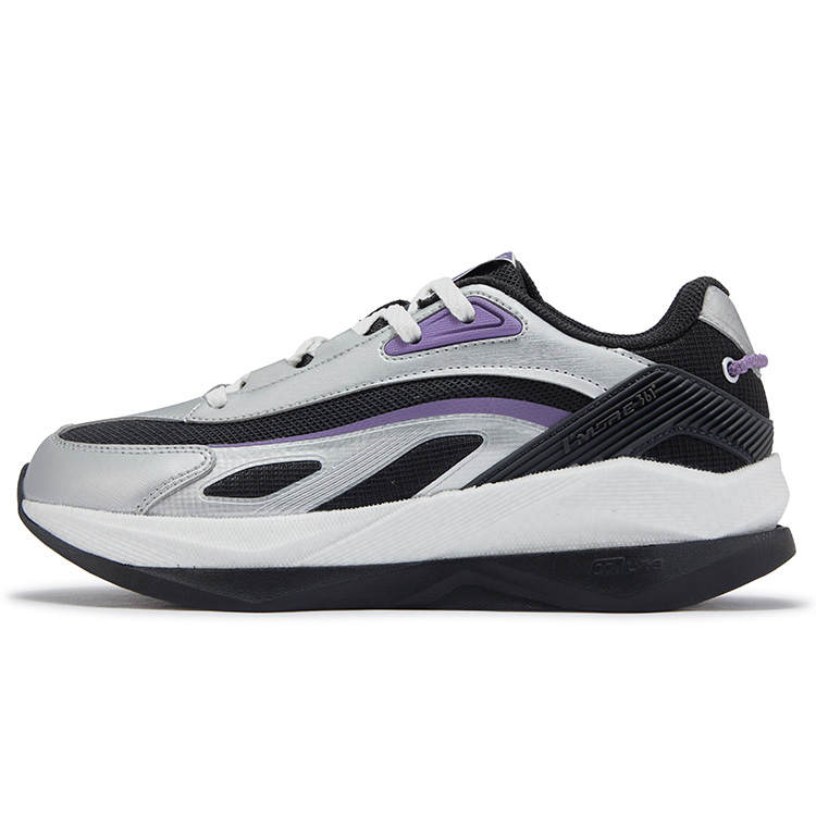 361° Spaceship Slip Resistant Abrasion Resistant Low top Casual Shoes Women's Black Charcoal Gray+Silver White