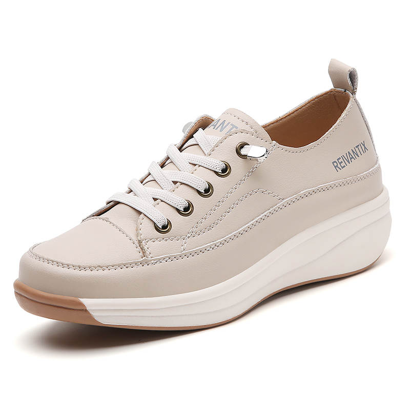 Reivantix Reivanti Cow Split Leather Casual Shoes Women's Beige