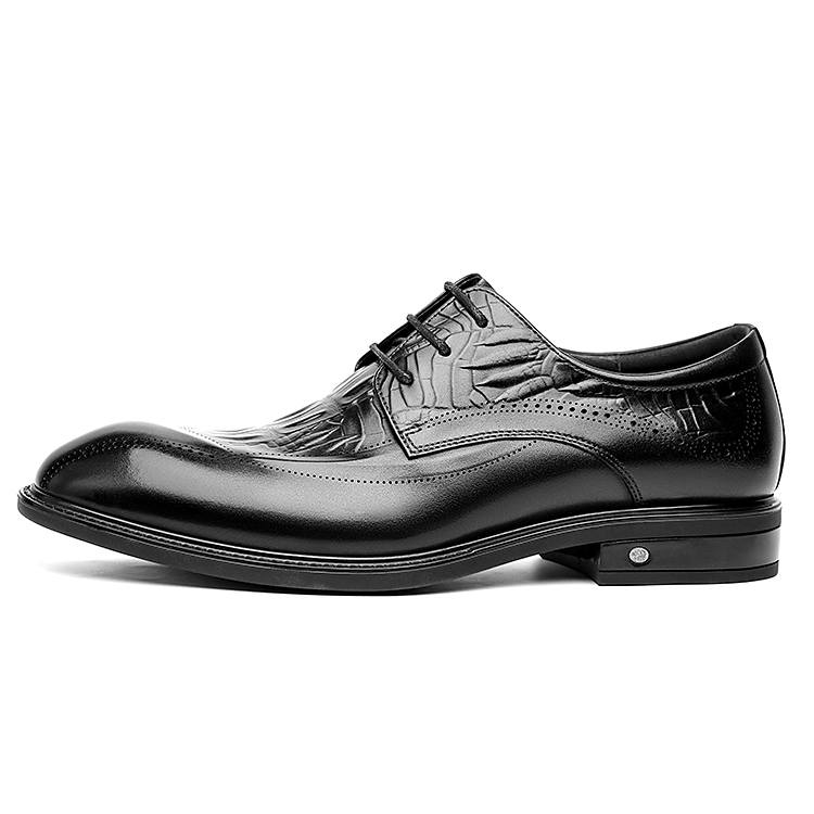 WEISHIBANGWEI Top Grain Cow Leather Shoes Men's Black