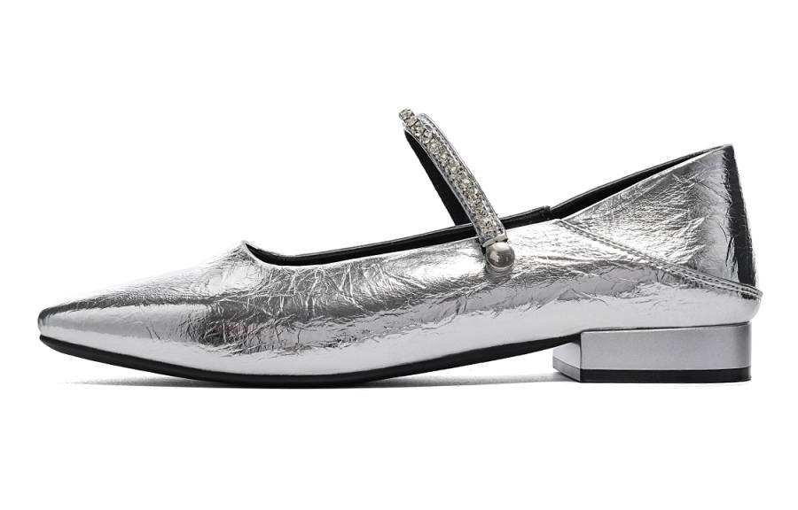 EBLAN Synthetic Leather Mary Jane Shoes Women's Silver