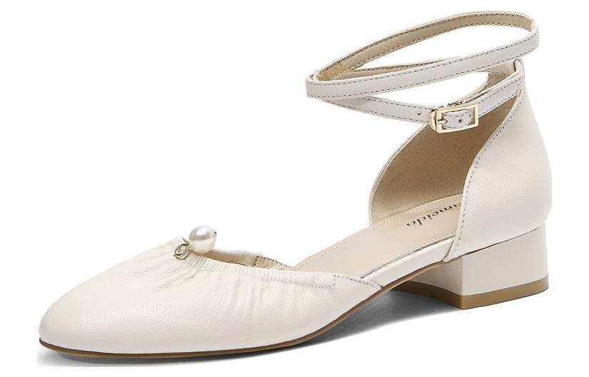 CAMEIDO Top Grain Cow Leather Casual Shoes Women's Ecru