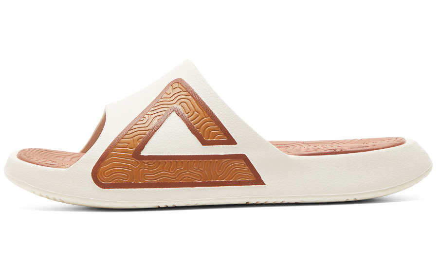 PEAK Taichi National Innovation Slide Slippers Men's Canvas White With Toffee Brown