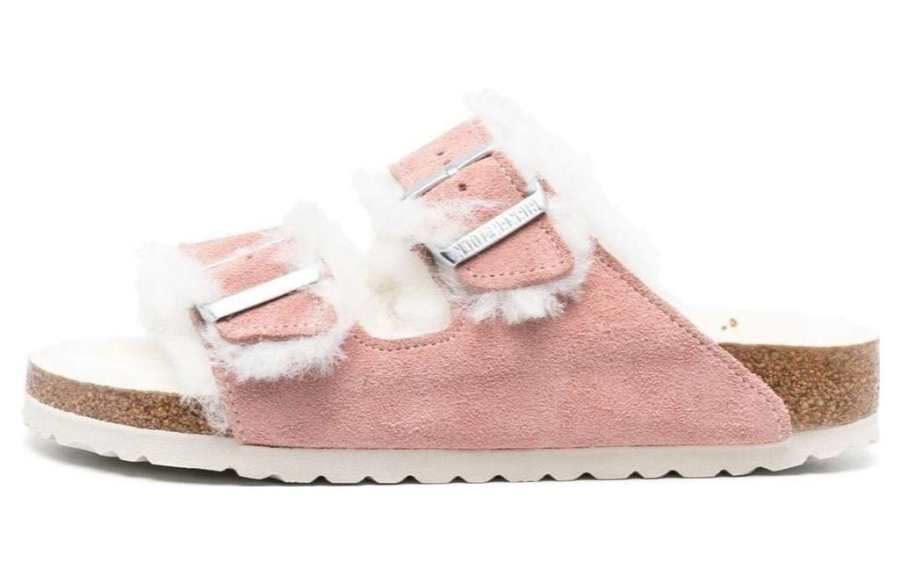 Birkenstock shearling double buckle slides Women's