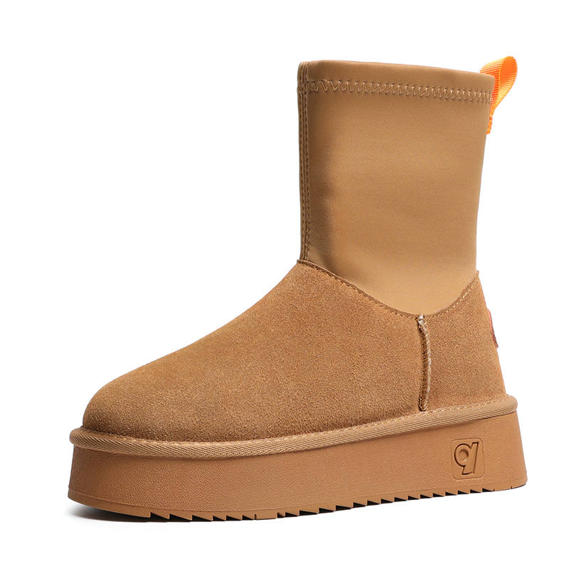 V Cow Suede Thermal Abrasion Resistant Slip Resistant Short Snow Boots Women's