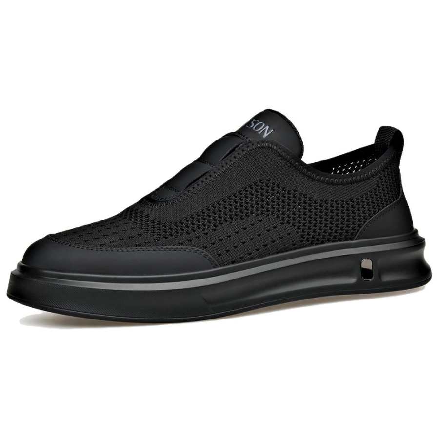 PT'SON Synthetic Leather, Textile Low top Casual Shoes Men's Black