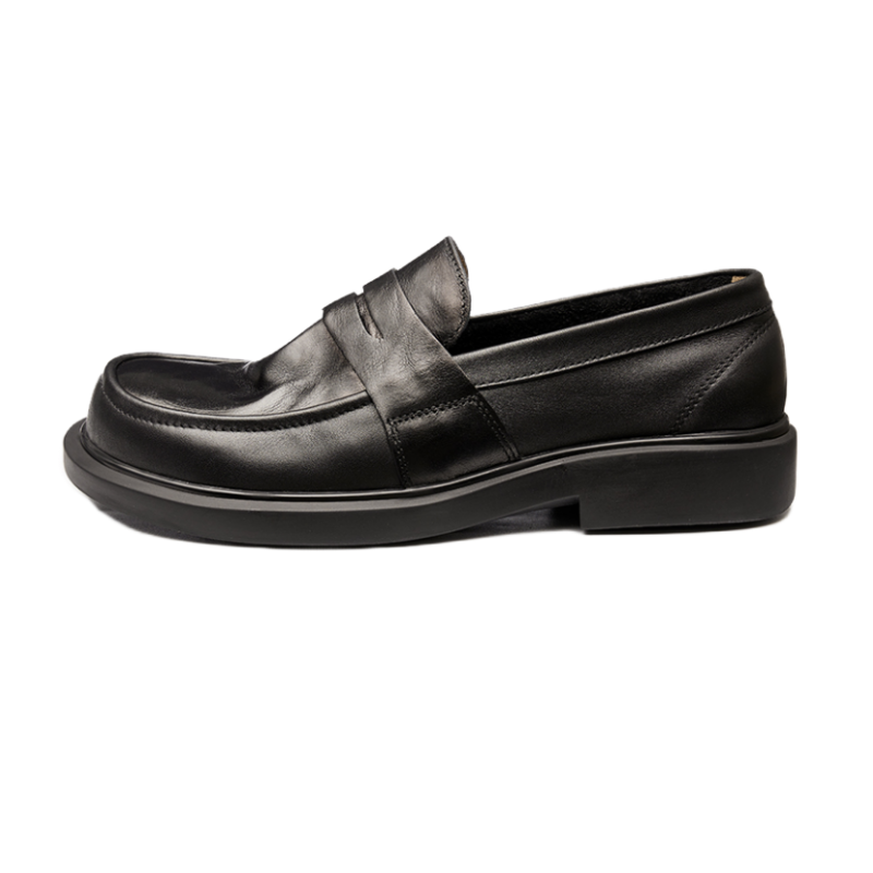 Brounvanm Top Grain Cow Leather Casual Shoes Men's Black