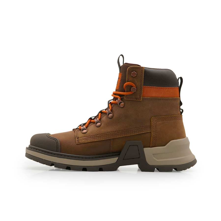 CAT CAT Cow Split Leather Short Combat Boots Men's Brown