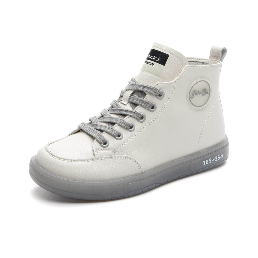Medd Cow Leather Slip Resistant, Abrasion Resistant, Lightweight High top Skateboard Shoes 2.5cm Women's Gray