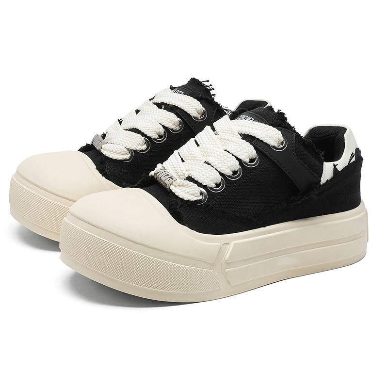 MODENGPAN MODENGPAN Breathable Height Increasing Breathable Height Increasing Low top Canvas Shoes Unisex Black