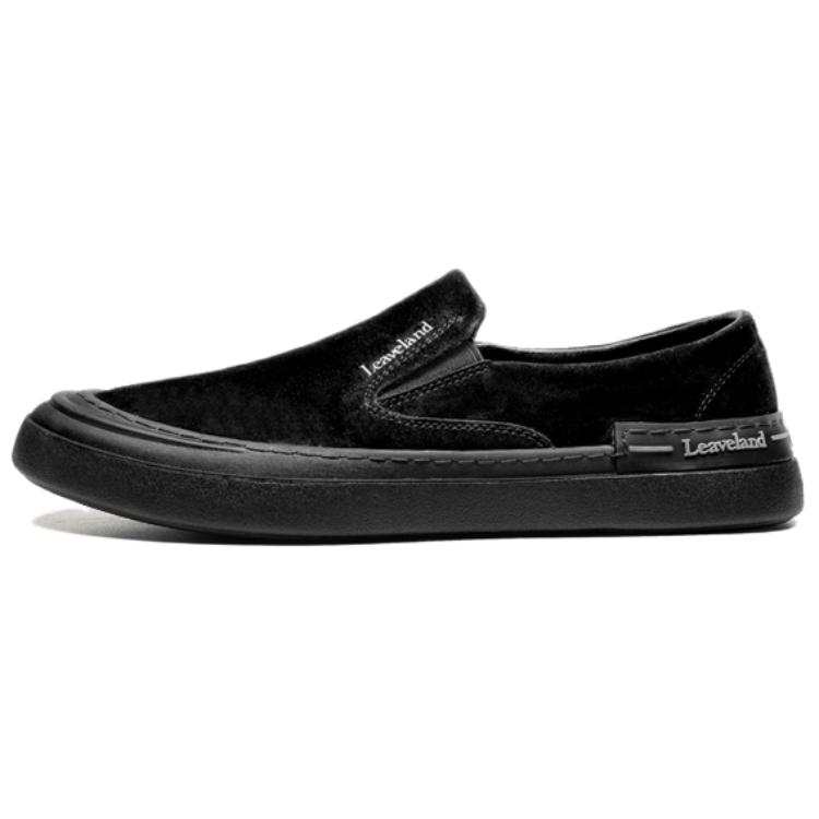 LEAVELAND Vintage Versatile Classic Fashion Fleece Lined Low top Skateboard Shoes Men's Black