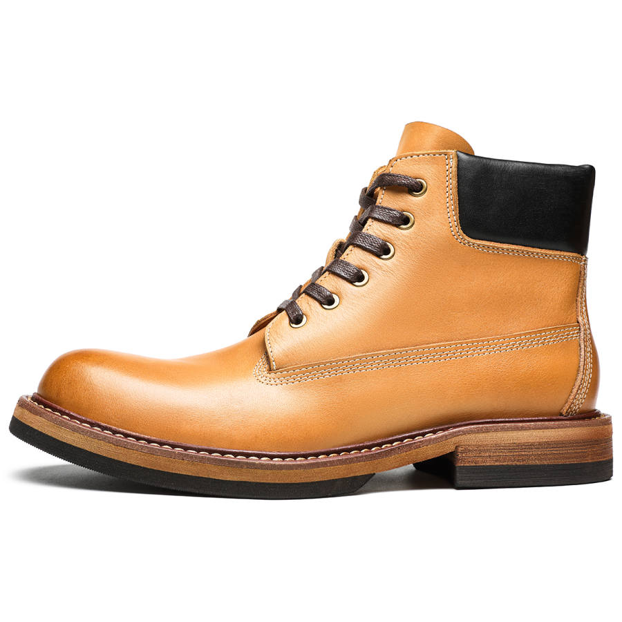 DIENGRLEY Top Grain Cow Leather Short Combat Boots Men's