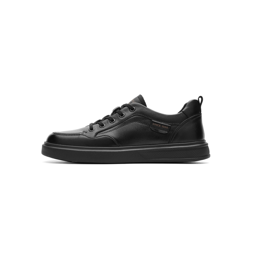 AOKANG Cow Leather Slip Resistant Low top Skateboard Shoes Men's Black