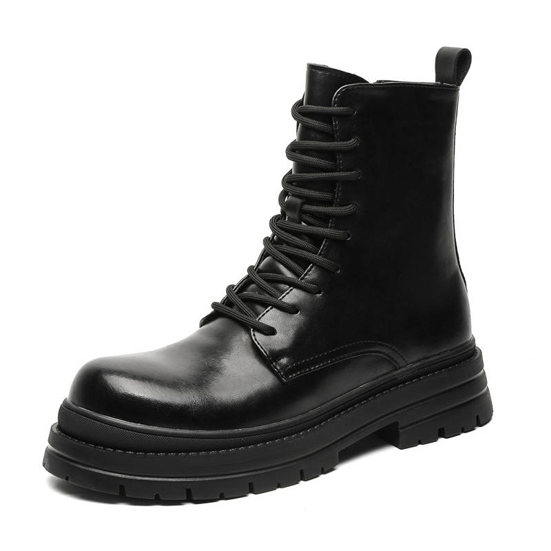 V ZERO FIVE V ZERO FIVE Microfiber Leather Short Combat Boots Men's Black