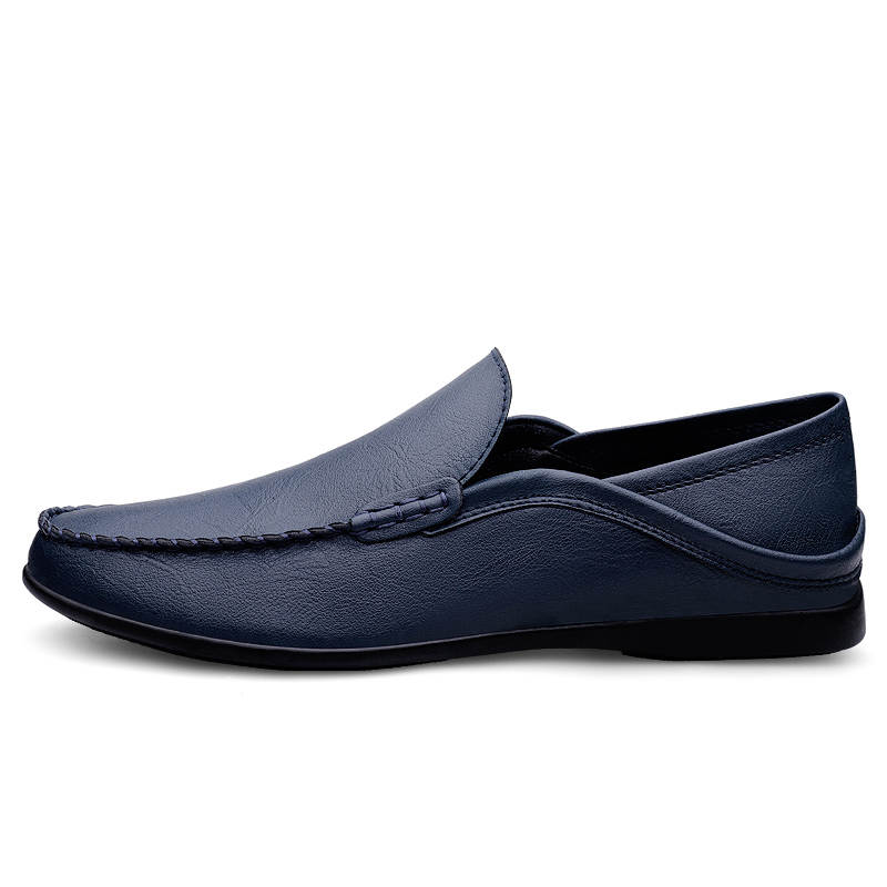 YINGLUNQISHI Top Grain Cow Leather Casual Shoes Men's Blue